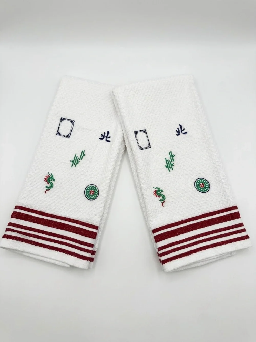 Mahjong Embroidered Hand Towels